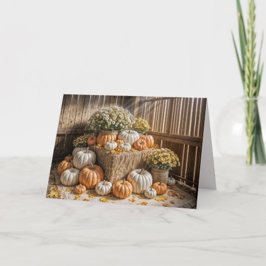Carte Thanksgiving Citrouilles d'automne et mamans dans  (Devant)