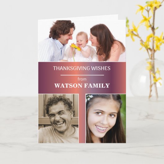 Carte Thanksgiving Custom 3 Nom photo (Fleur jaune)