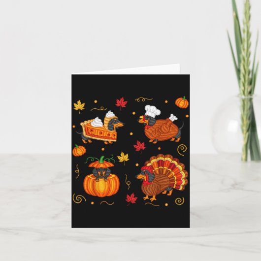 Carte Thanksgiving Dachshund Weiner Dog Turkey Cute Pump (Devant)