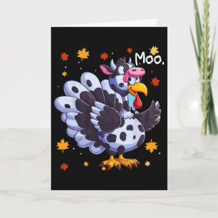 Carte Thanksgiving Fake Turkey Moo Cow Head Funky Fall