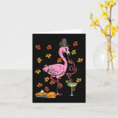 Carte Thanksgiving Flamant rose pèlerin Automne Automne  (Fleur jaune)