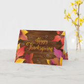Carte Thanksgiving Holiday Fall Gold Maple Feuilles Wood (Fleur jaune)