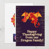 Carte Thanksgiving, illustration Dragon, (Devant / Derrière)