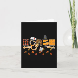 Carte Thanksgiving Leopard Plaid Nurse Scrub d'automne T