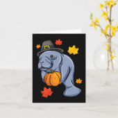 Carte Thanksgiving Manatee Pilgrim Fall Citrouille Dugon (Fleur jaune)