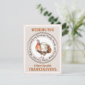 Carte Thanksgiving mignonne avec Aquarelle Turquie (Debout devant)
