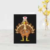 Carte Thanksgiving Nurse Turkey Scrub Fun Nurse (Fleur jaune)