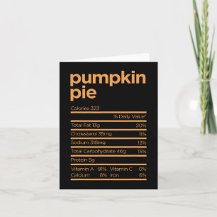 Carte Thanksgiving Nutrition Citrouille tarte Faits Fun