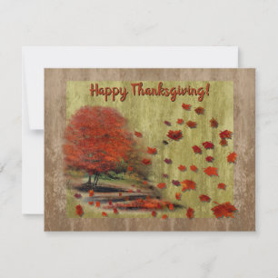 Carte Thanksgiving Paysage Feuille en chute libre