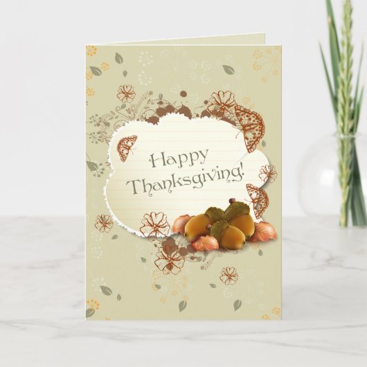 Carte Thanksgiving personnalisable avec Acorns (Devant)