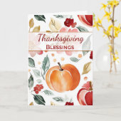 Carte Thanksgiving Religieux béni Citrouille d'automne (Fleur jaune)