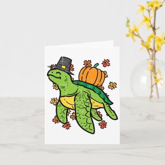 Carte Thanksgiving Sea Turtle Cute Tortoise Fall Men Wad (Fleur jaune)