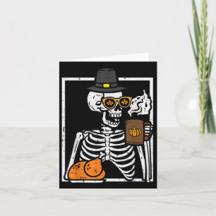 Carte Thanksgiving Skeleton Café Drôle Automne Hommes Fe