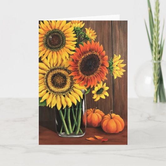 Carte Thanksgiving Sunflowers & Citrouilles (Devant)