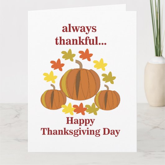 Carte Thanksgiving Thanksgiving Citrouille Automne Thank (Devant)