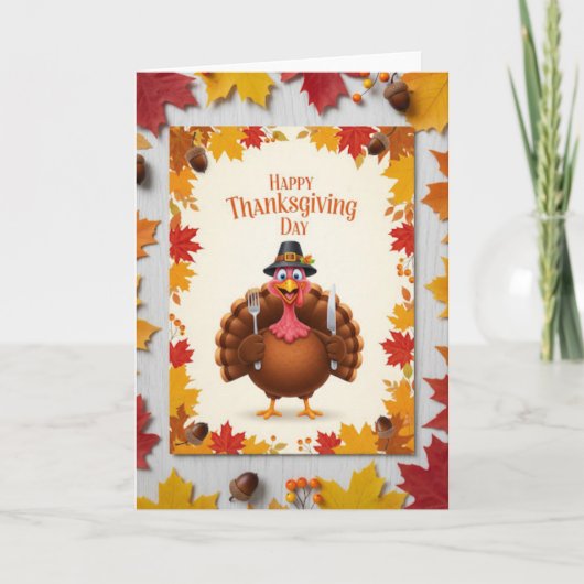 Carte Thanksgiving Turkey Cheer — Festive Holiday (Devant)