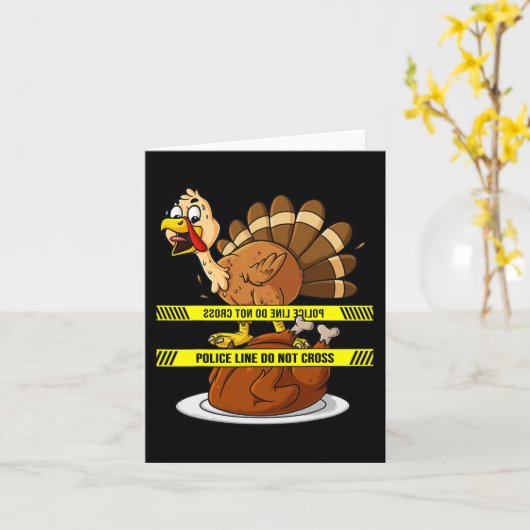 Carte Thanksgiving Turkey Line Ne traversez pas les plai (Fleur jaune)