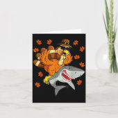 Carte Thanksgiving Turkey Riding Shark Funny Autumn Boys (Devant)