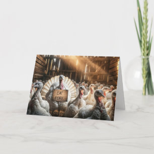 Carte Thanksgiving Turquie avec un signe amusant