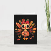 Carte Thanksgiving Turquie mignonne Coquette Bow Girl Wo (Devant)