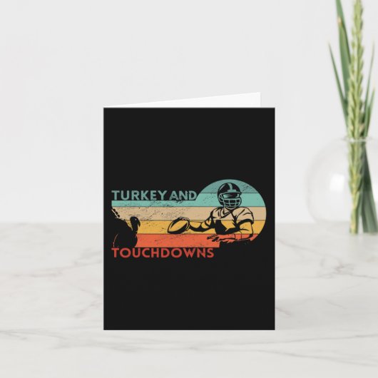 Carte Thanksgiving Vintage Retro Turquie et Touchdowns F (Devant)