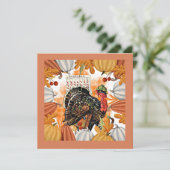 Carte Thanksgiving vintage, Turquie en fuite, (Debout devant)