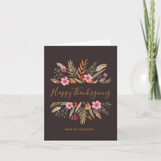 CARTE THANKSGIVING WATERCOLOR TOMBE FOLIAGE SATISFAIT (Devant)