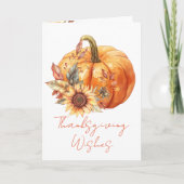 Carte Thanksgiving Wishes Pumpkin & Sunflower Card (Devant)