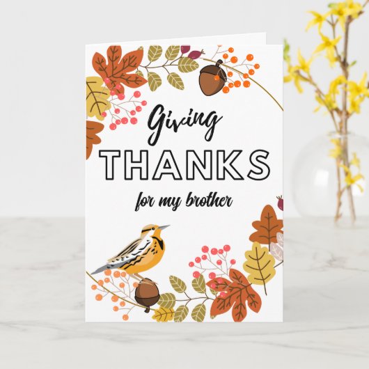 Carte Thanksgiving Wreath for Brother Custom Front Text (Fleur jaune)