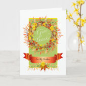 Carte Thanksgiving Wreath for Brother Custom Front Text (Fleur jaune)