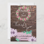 Carte Thankyou Mariage en bois rustique (Devant)