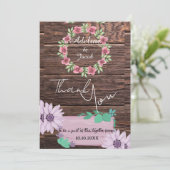 Carte Thankyou Mariage en bois rustique (Debout devant)