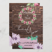 Carte Thankyou Mariage en bois rustique (Devant / Derrière)
