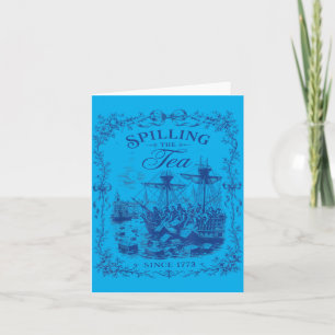 Carte Thé à la fête de la toile bleue qui renverse le th