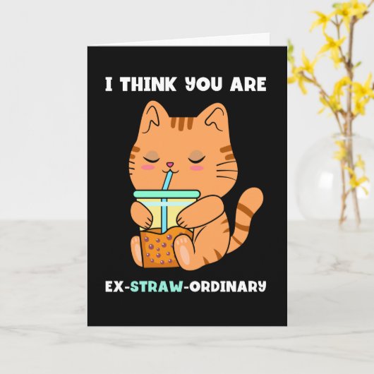 Carte Thé aux bulles de chaton tu es extraordinaire perl (Fleur jaune)