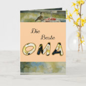 Carte The Best Oma In German Folded Greeting Card (Fleur jaune)