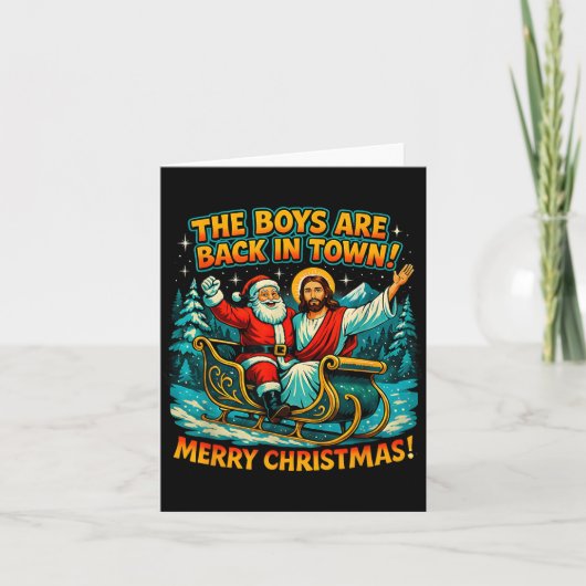 Carte The Boys Are Back In Town Merry Christmas Design (Devant)
