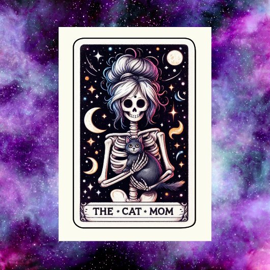 Carte The Cat Mom Tarot Card Mother's Day Skeleton