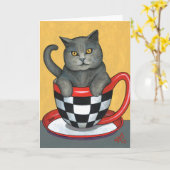 CARTE THÉ CHAT GRIS FIN (Fleur jaune)