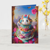 Carte Thé dansant de hamster syrien blanc comme neige av (Fleur jaune)