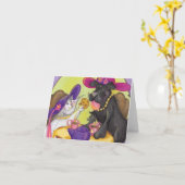 Carte Thé de chien et de chat/carte de note (Fleur jaune)