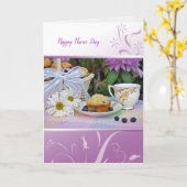 Carte Thé de jardin de jour nommé avec des petits pains (Fleur jaune)