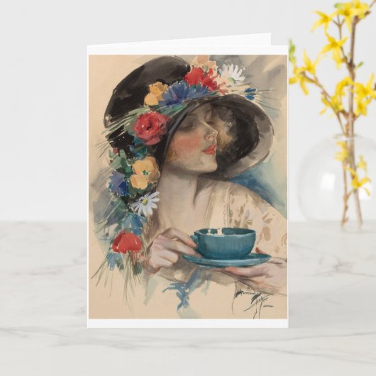 Carte Thé de l'après-midi, Harrison Fisher (Fleur jaune)