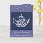 Carte Thé en croix bleu pot japonais Proverbe design (Fleur jaune)