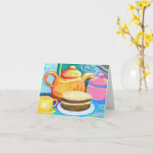 Carte Thé et gâteau amour de loin (Fleur jaune)