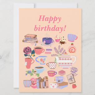 Carte Thé Et Livres Anniversaire