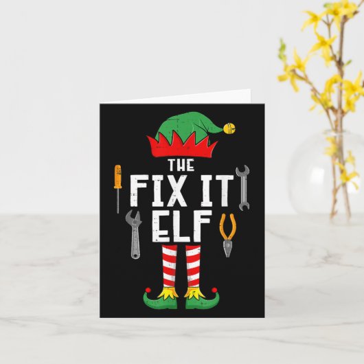 Carte The Fix It Elf Christmas Family Matching Xmas Grou (Fleur jaune)