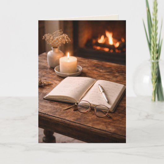 Carte The Glow of Solitude Fireside Still Life Art Card (Devant)