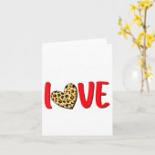 Carte The Greatest Is Love Valentines Day Leopard Heart  (Fleur jaune)