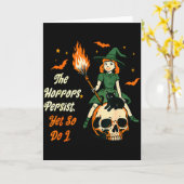 Carte The Horrors Persist Yet So Do I Witch Skull Cat Ha (Fleur jaune)